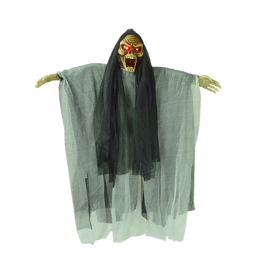 Hanging Ghost Halloween Decorations Novelty Electric Scary Skeleton Ghost Witch with Sound and Flashing Eyes for Haunted House Party Horror Theme Bar (Random Color)