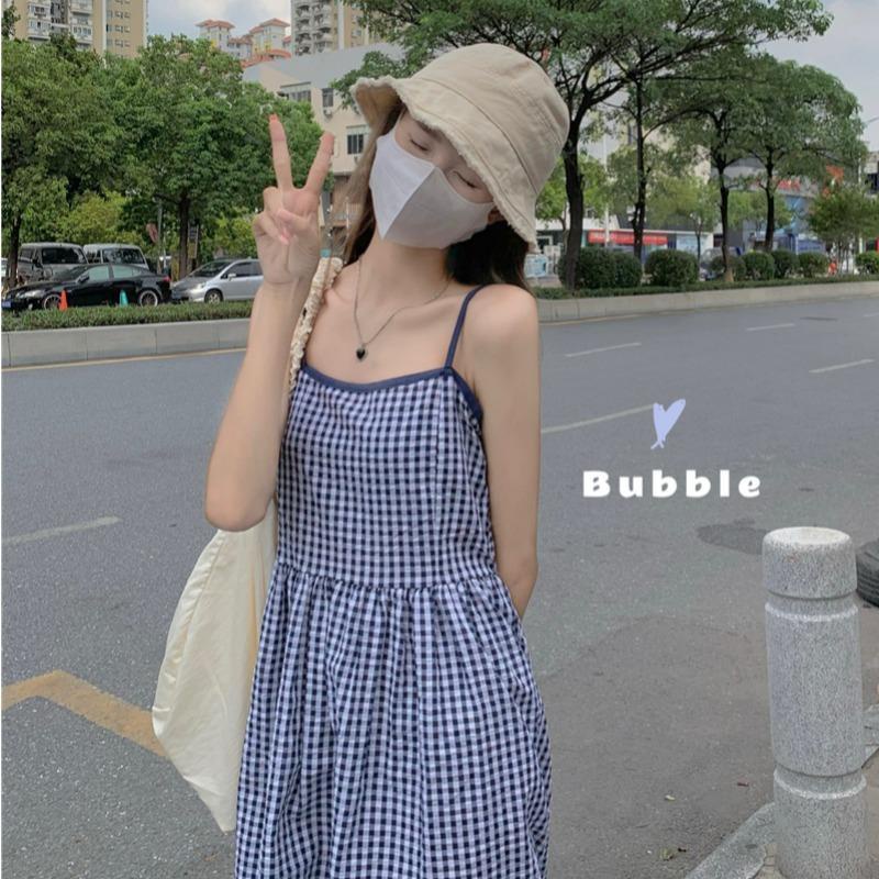 Đầm Hai Dây Họa Tiết Sọc Caro Thiết Kế Mới Thời Trang Mùa Hè Dành Cho Nữ