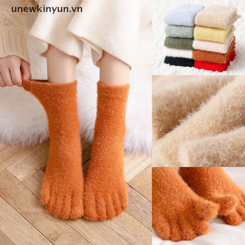 Vớ Lông Cừu San Hô Xỏ Ngón Năm Ngón Dày Dặn Ấm Áp Mềm Mại Nhiều Màu Sắc Thời Trang Mùa Đông Cho Nữ