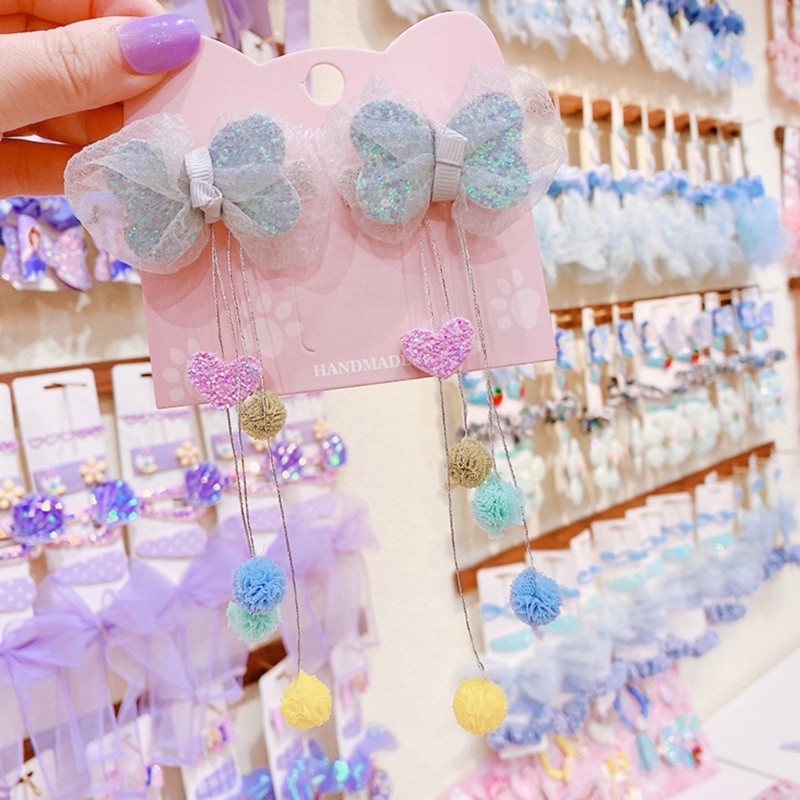 Bộ 2 Kẹp Tóc Đuôi Ngựa Chống Trượt Hình Nơ Xinh Xắn