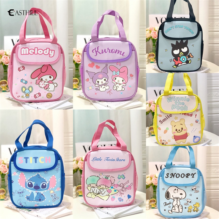Túi Đựng Hộp Cơm Trưa Lót Lá Nhôm Cách Nhiệt Họa Tiết Sanrios Hello Kittys Kuromi Kawaii