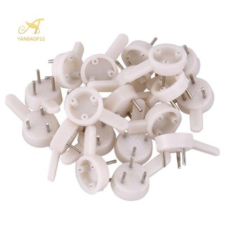 20 pcs plastic heavy wall picture frame hooks hangers 3-pin small white