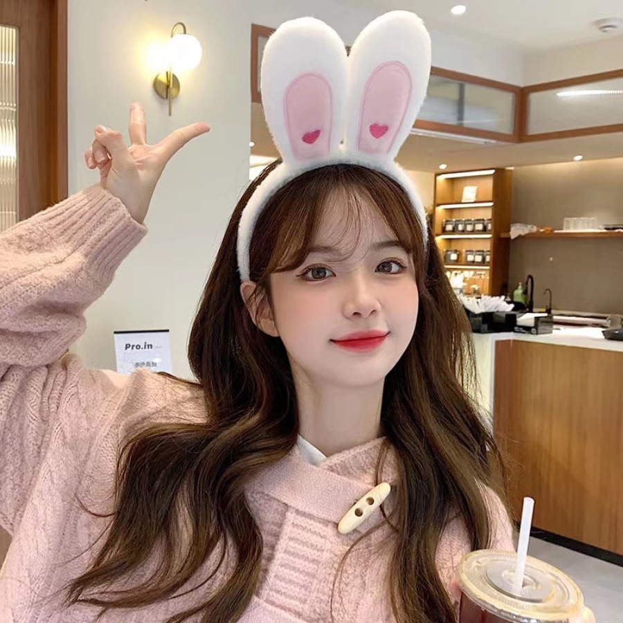Băng Đô Cài Tóc Hình Thỏ Hoạt Hình Bằng Lông Nhung Phong Cách Hàn Quốc Xinh Xắn