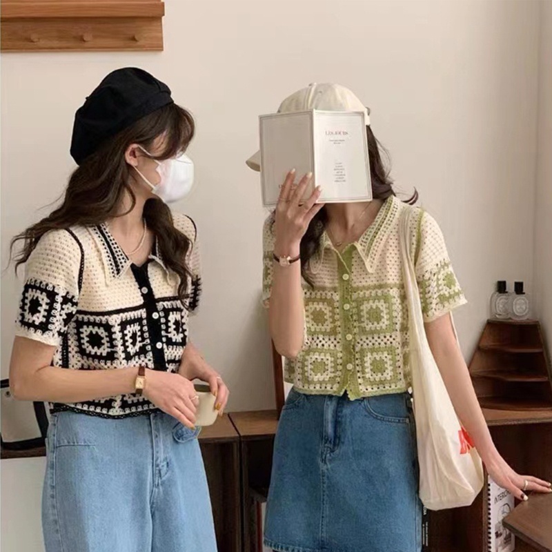 Áo Thun Dệt Kim Tay Ngắn Thời Trang Mùa Hè