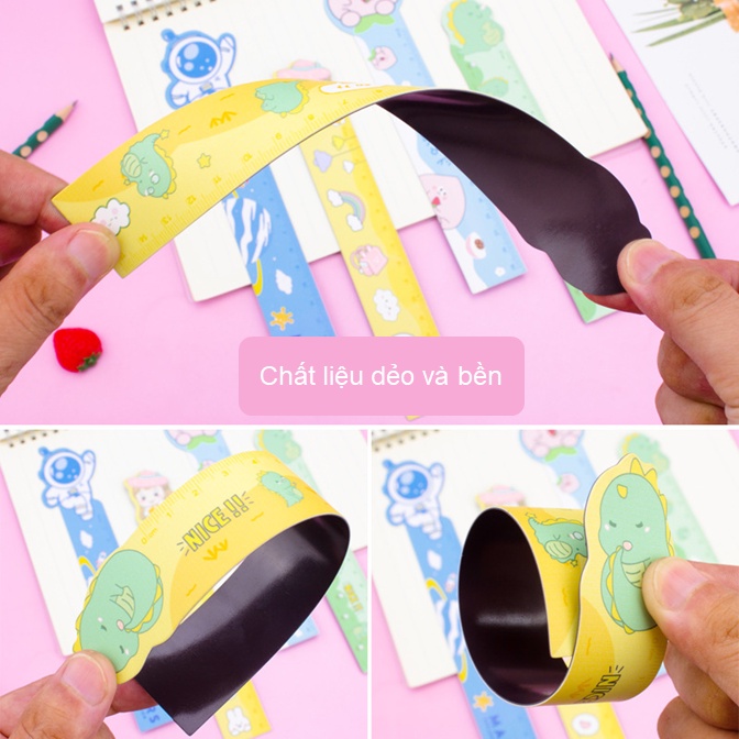 Thước kẻ hoạt hình 15cm nhựa dẻo carbon