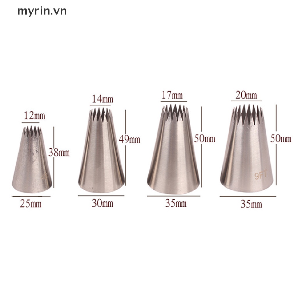 Set 4 Đuôi Bắt Bông Kem Trang Trí Bánh Bằng Thép Không Gỉ