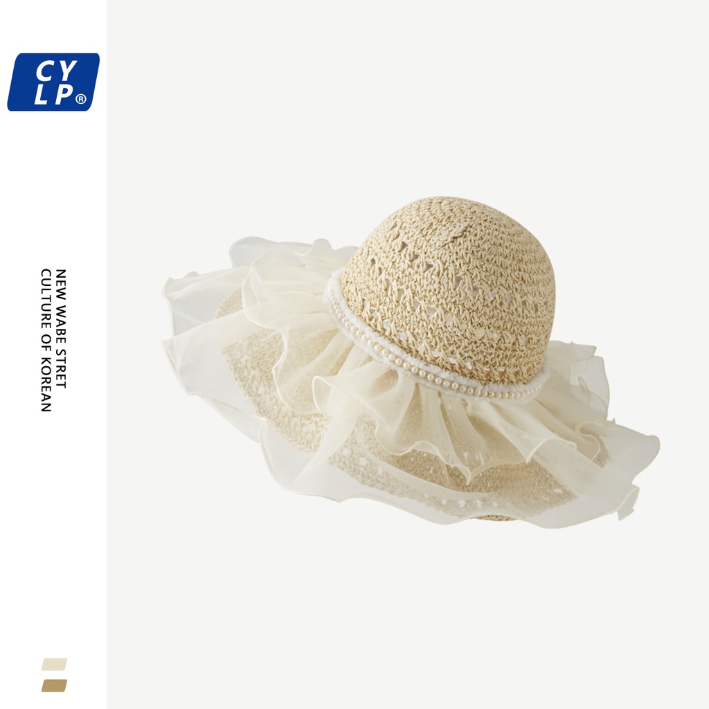 Mũ Cói Chống Nắng Phối Ren Phong Cách Thời Trang Nhật Bản Dành Cho Nữ