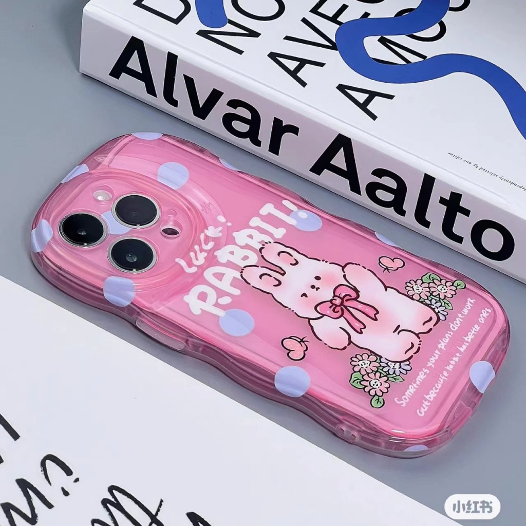 ✅Ốp Điện Thoại Mềm Chống Sốc Họa Tiết Chấm Bi / Thỏ Hồng 3UML Cho iPhone14promax 13 / 11 12 / 7 / 8