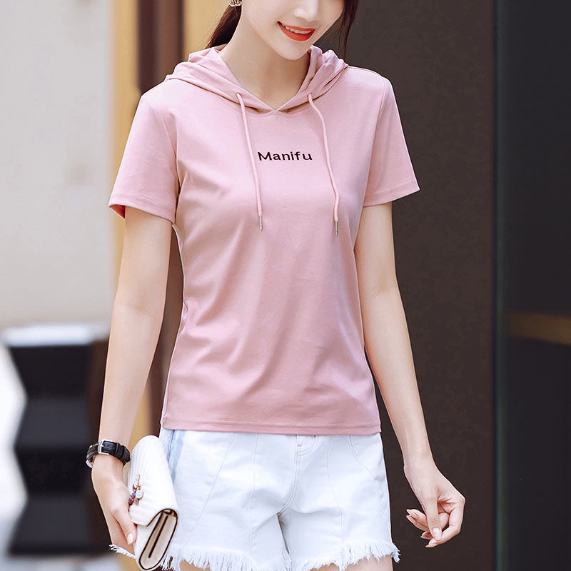 Áo Thun Cotton Có Mũ Trùm Ngắn Tay Thời Trang Mùa Hè 2023 Phong Cách Mới