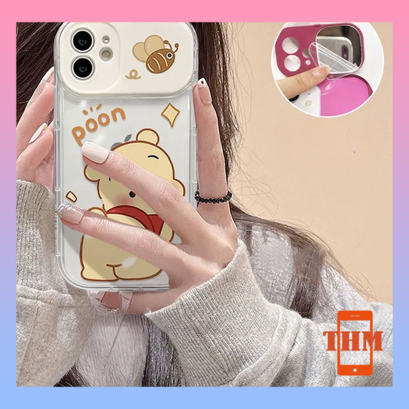 Ốp lưng iphone Camera Hoa Thỏ Hoa Chó Gấu Pooh giá đỡ dành cho phụ nữ gương lậ Cho Iphone 6 / 6S / 6splus / se / 7 / 7plus / 8 / 8plus / X / xs / xsmax / 11 / 12 / 13 / 14 / Plus / Pro / Pro Max-8004