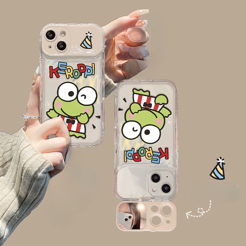 Ốp lưng iphone Giá đỡ gương lật ếch, vỏ điện thoại silicon trong suốt Cho Iphone 6 / 6S / 6splus / se / 7 / 7plus / 8 / 8plus / X / xs / xsmax / 11 / 12 / 13 / 14 / Plus / Pro / Pro Max-8007