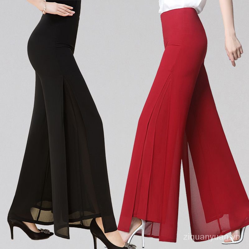 Quần Dài Ống Rộng Tới Mắt Cá Chân Eo Cao Ống Rộng Bằng Vải Voan Mùa Xuân Dành Cho Bạn Nữ Nhảy Múa