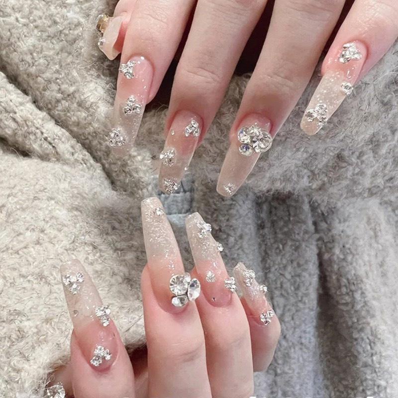 Đá chân nhọn khay 6 ô trang trí móng tay,móng chân nail