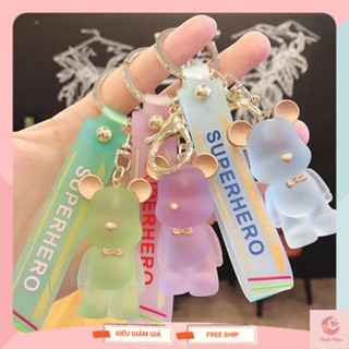 Móc khóa Bearbick nhựa trong dễ thương chất liệu PVC dùng làm quà tặng, treo balo túi xách