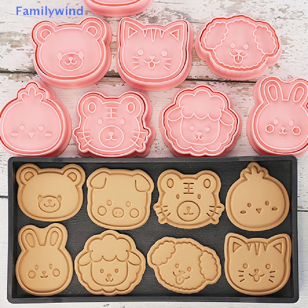 Set 8 Khuôn Cắt Bánh Quy Dạng Nhấn Hình Động Vật Hoạt Hình