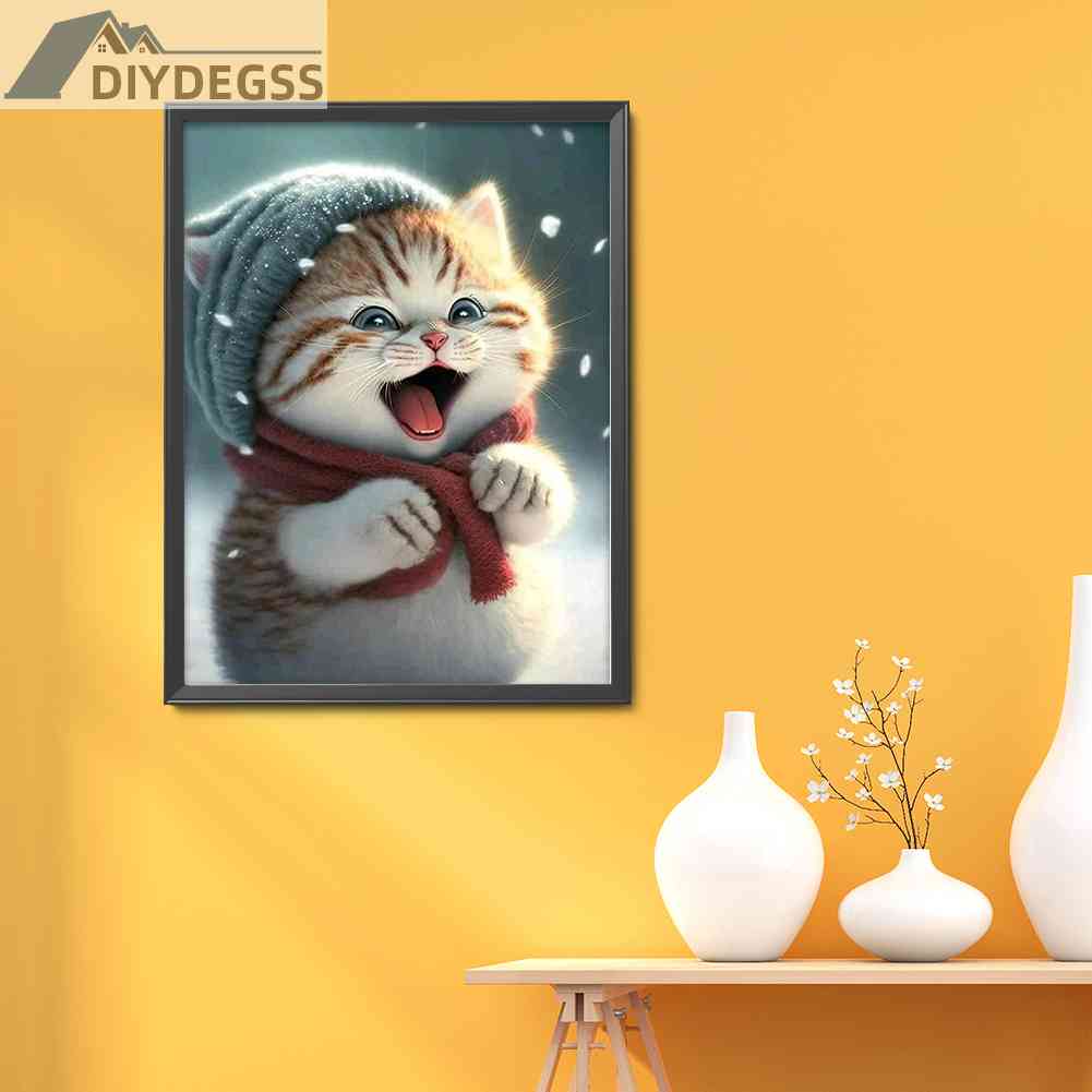 Tranh Đính Đá Kim Cương Toàn Bộ 5D DIY Hình Vẽ Mèo Trang Trí Nhà Cửa