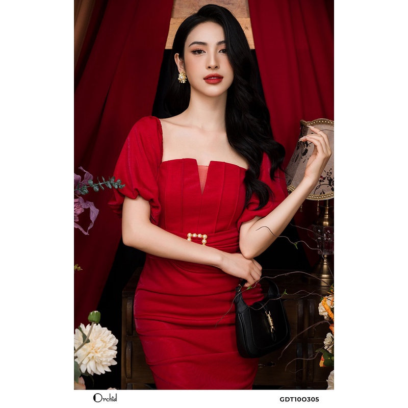 Đầm đi tiệc dáng ôm cao cấp - Chất liệu tơ nhũ kim tuyến- Orchid GDT10O305