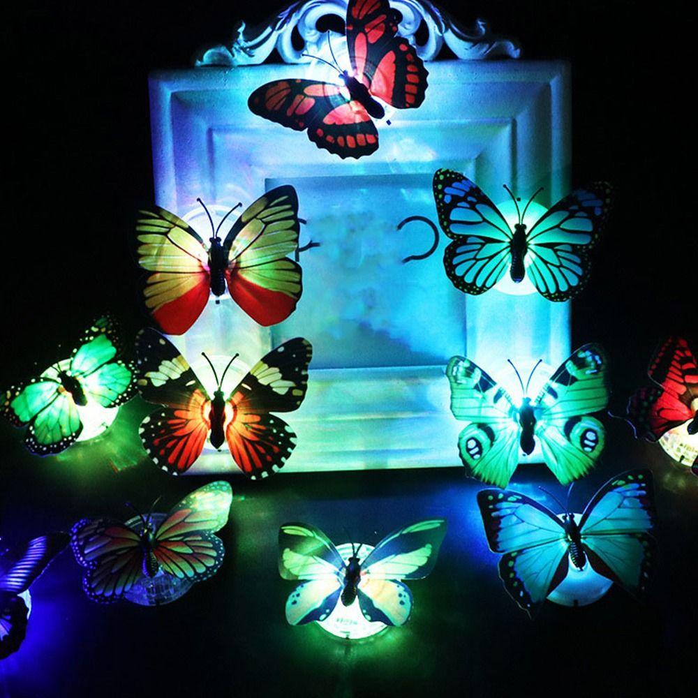 1 Set 5 Đèn LED Hình Bươm Bướm Nhiều Màu Sắc Dùng Trang Trí Phòng Ngủ