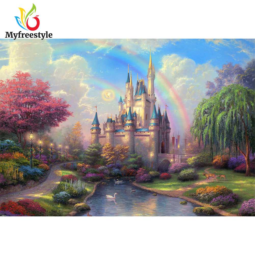 40 X 30cm Tranh Đính Đá Kim Cương Toàn Bộ 5D Diy Hình Lâu Đài Lộng Lẫy