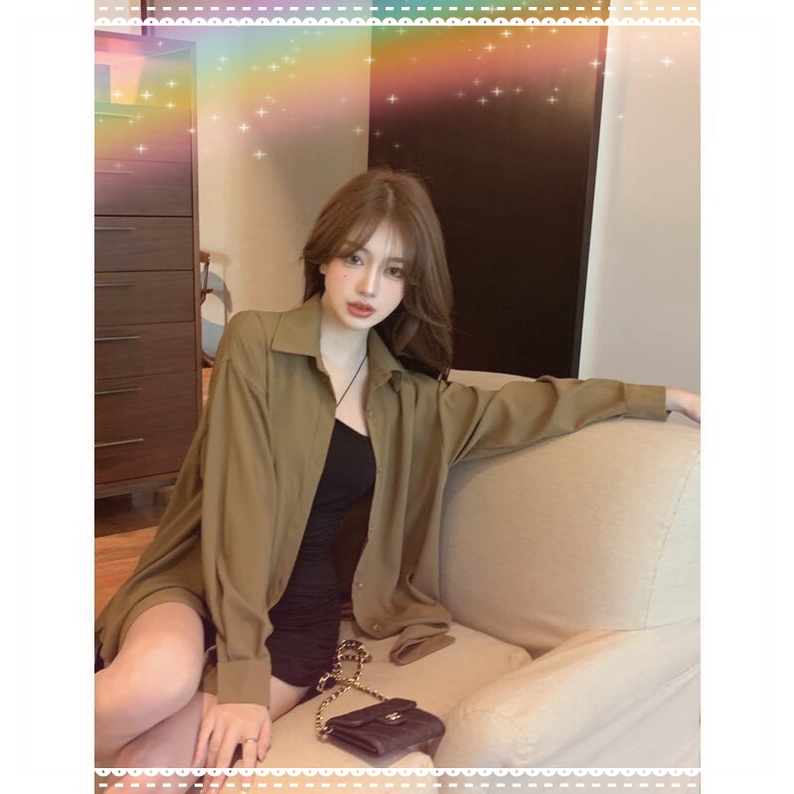 Áo Khoác Sơ Mi Tay Dài Dáng Rộng Thời Trang Xuân Thu 2023 Mới Cho Nữ