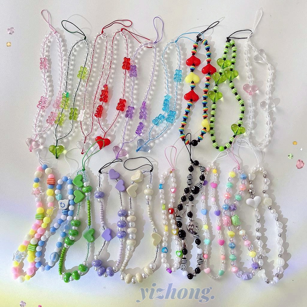 Dây Móc Điện Thoại Bằng Nhựa Hình Trái Tim / Gấu / Ngôi Sao Màu Kẹo Ngọt