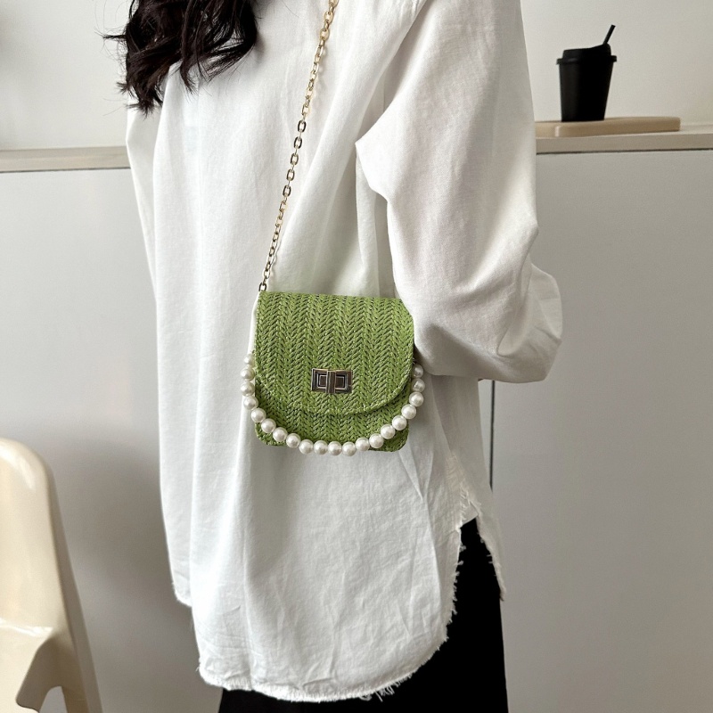 Túi Đeo Chéo Mini Đính Ngọc Trai Nhân Tạo Thời Trang Dành Cho Nữ