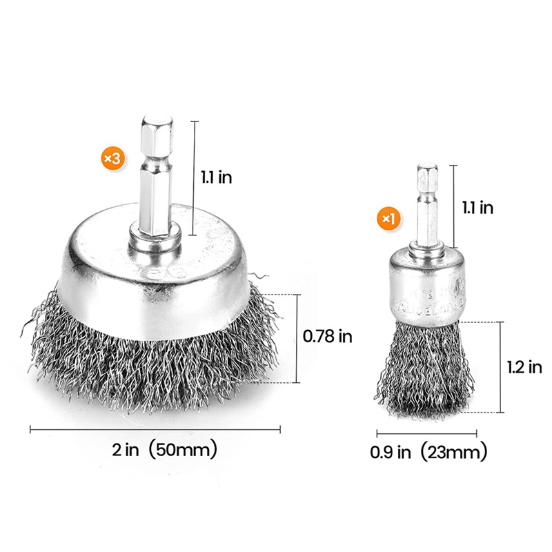 Bàn Chải Dây Điện Đầu Lục Giác 1 / 4 Inch 19 Mảnh Gắn Máy Khoan Tiện Dụng