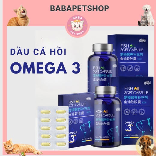 Dầu Cá Dạng Viên Nang Mềm OMEGA3 Cho Chó Mèo, Tăng Đề Kháng Và Chăm Sóc Lông Thú Cưng Mềm Mượt - Babapetshop