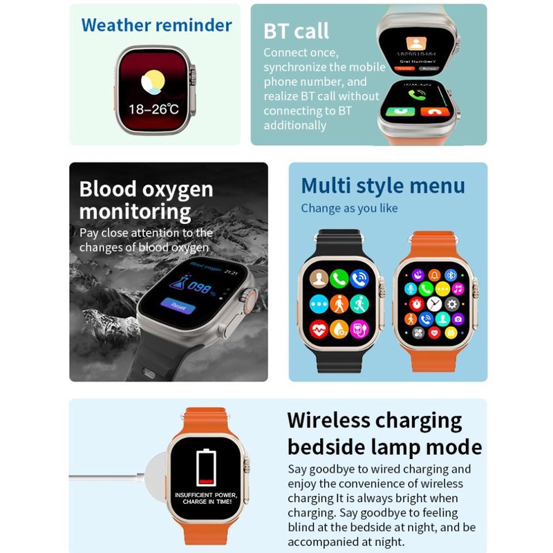 Đồng Hồ Thông Minh S8 Ultra Max 49mm IWO Series 8 NFC Kết Nối Bluetooth Có Chức Năng Đo Áp Suất