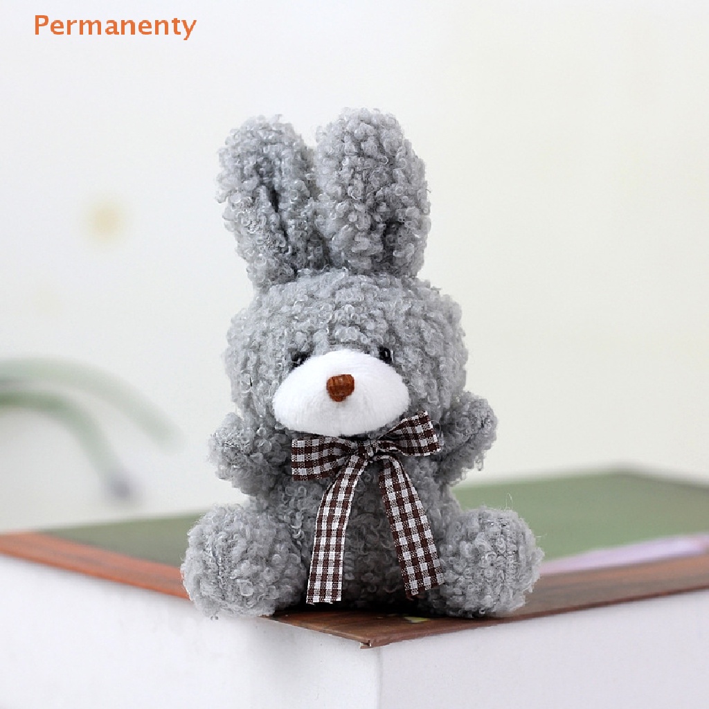Thỏ Nhồi Bông Mềm Mại 11CM Đeo Nơ Dễ Thương