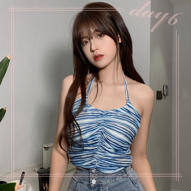 Áo Tank Top Hai Dây Họa Tiết Kẻ Sọc Phong Cách Hàn Quốc Thời Trang Cho Nữ