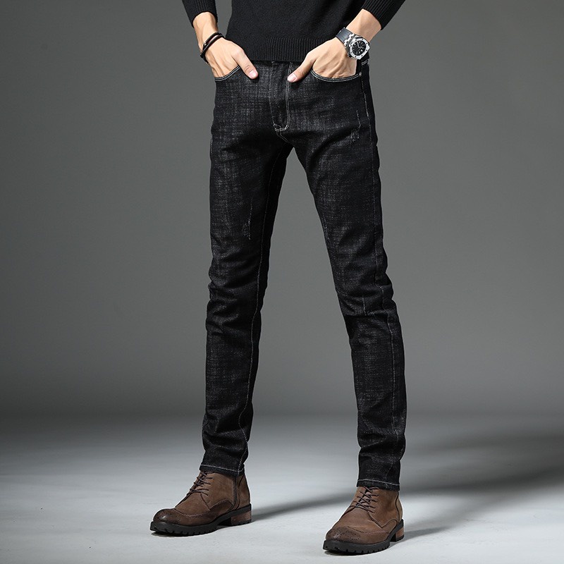 Quần jean nam co giãn dáng ôm Quần bò nam ống côn chuẩn form 3 màu 40-75Kg