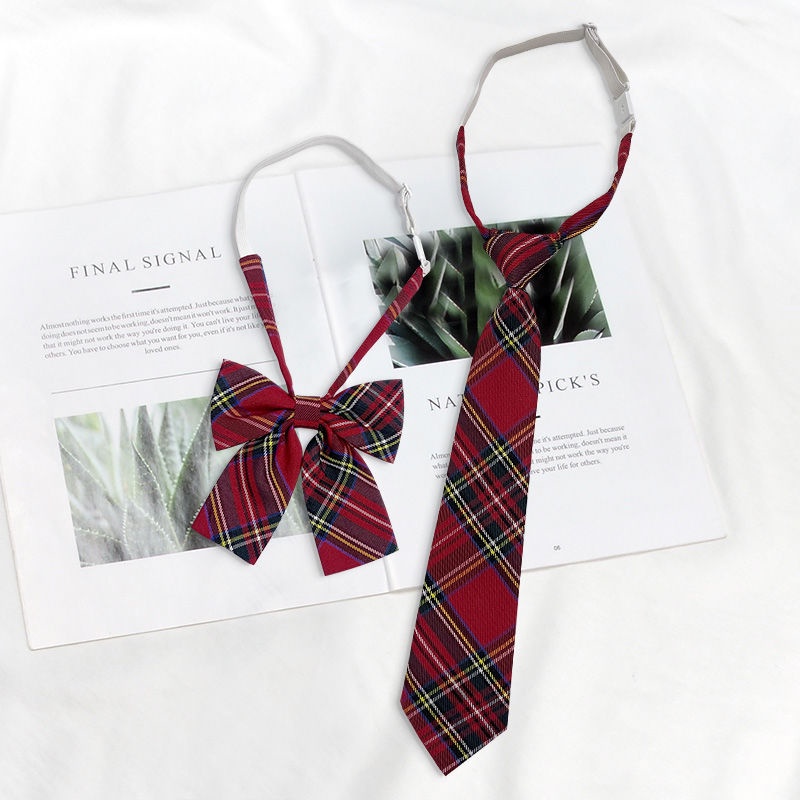 Cà Vạt Nơ Đồng Phục Học Sinh Nhật Bản Màu Trắng / Đỏ / Vàng / Sọc Caro Phong Cách Preppy Mới Cho Nữ