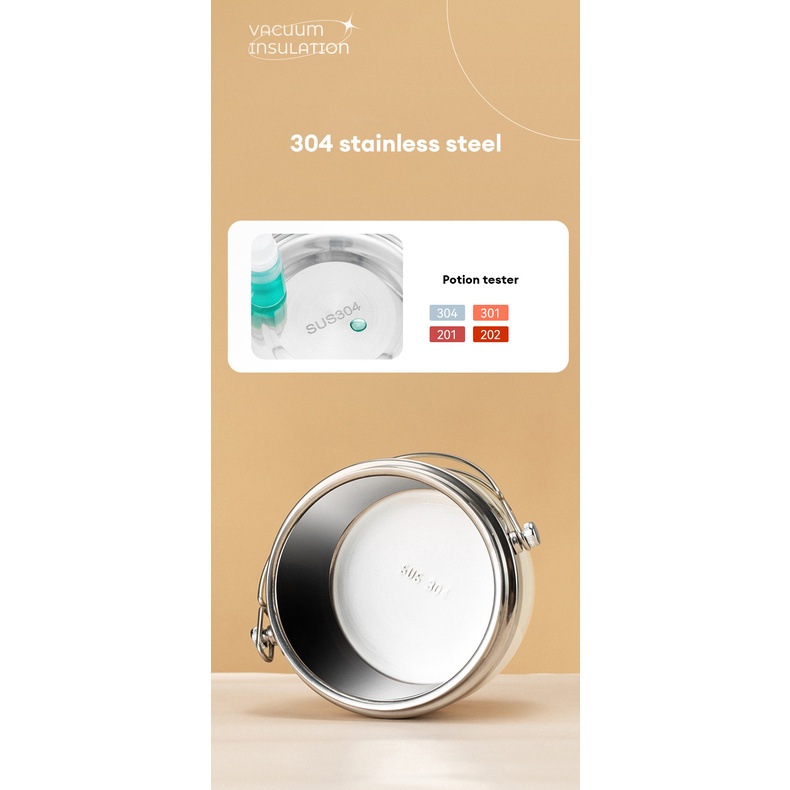 Hộp Đựng Cơm Trưa Hai Tầng Cách Nhiệt Bằng Thép Không Gỉ 304