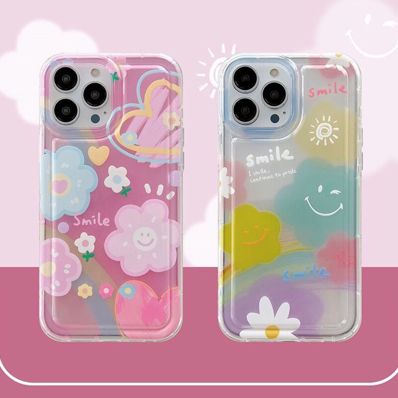 Ốp Điện Thoại TPU Mềm Trong Suốt Hình Mặt Cười Cầu Vồng Cho IPhone 14 Pro Max 13 12 11 Pro XS Max X XR 7 8 6 6S Plus