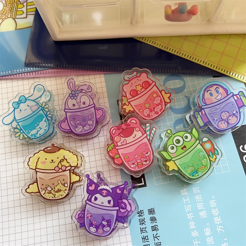 SANRIO 1 Kẹp Hai Mặt Bằng Acrylic Hình Nhân Vật Hoạt Hình Kuromi Cinnamoroll Dễ Thương