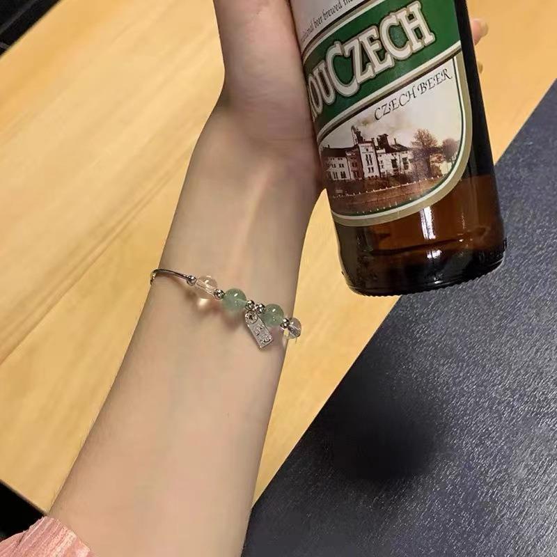 Vòng Tay Chuỗi Hạt Phối Mặt Hình Hoa Nhỏ Màu Trắng / Hồng Thời Trang Cho Nữ