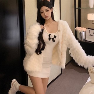 Jinnais Đầm Dệt Kim Sát Nách Ôm Eo Hẹp Phối Dây Xích Màu Trơn Mùa Xuân Hè Cho Nữ133347