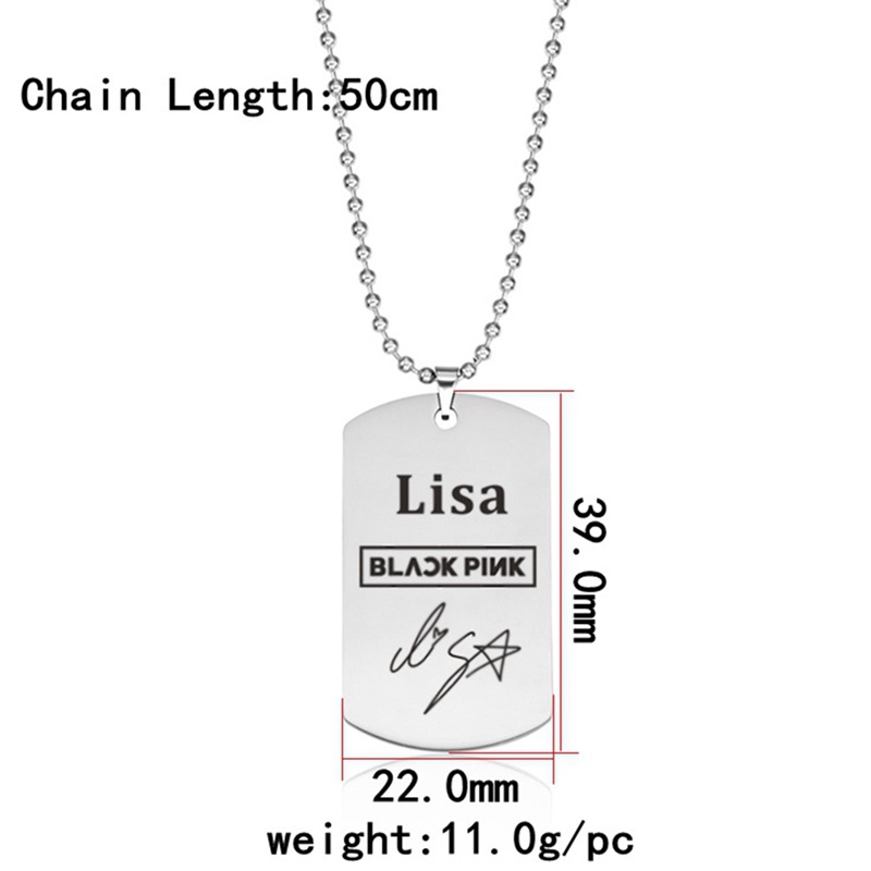 Vòng cổ Mặt Thẻ Tên Nhóm Nhạc BLACK PINK Girl Bằng Thép Không Gỉ