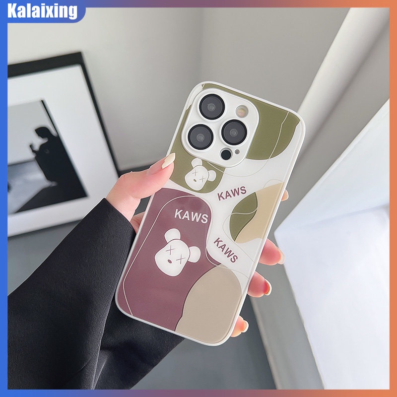 Ốp Điện Thoại Kính Cường Lực In Hình KAWS Đáng Yêu Cho iPhone 14 Pro Max 14 Plus 13 12 Promax