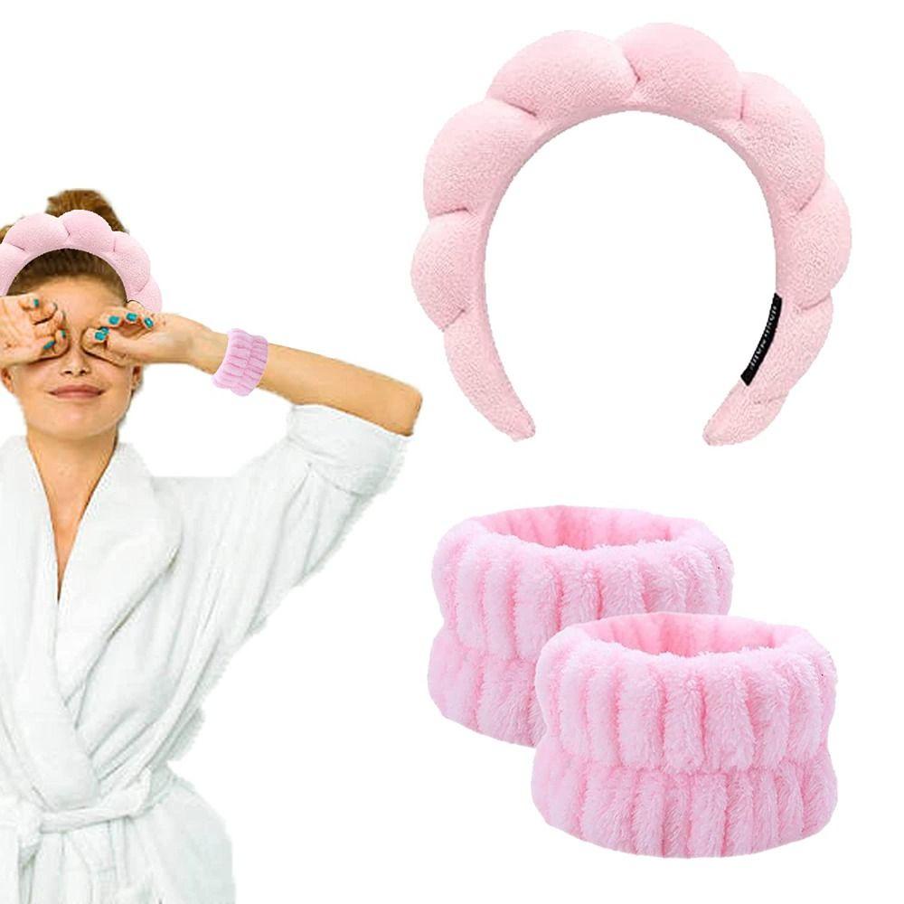 Băng Đô Xốp Dạng Xoắn Màu Trơn Không Trượt Dùng Rửa Mặt / Spa Cho Nữ