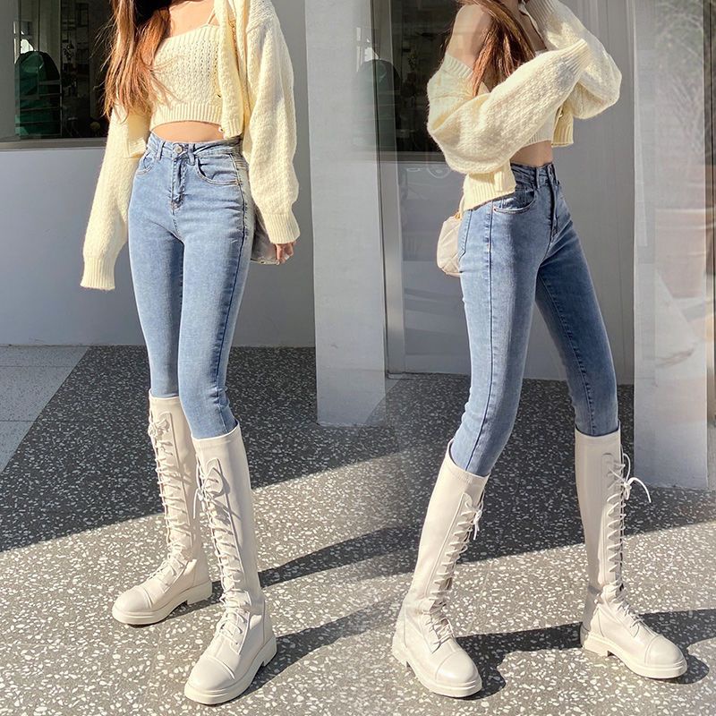 Quần Jin Thời Trang Thu Đông Dạo Phố Cá Tính 70-2002023Quần Skinny Jean Nữ Lưng Cao Dáng Bút Chì Dễ Phối Đồ