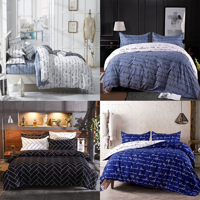 Bộ Chăn Ga Và Vỏ Gối 3 Sản Phẩm Mềm Mại In Họa Tiết Hiện Đại