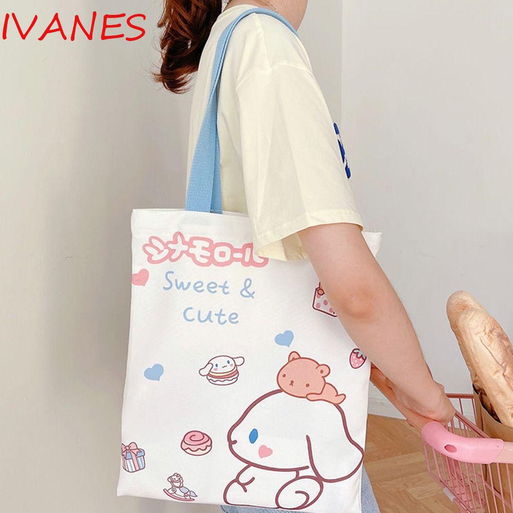Ivanes Cinnamonroll Túi Xách Canvas Hai Mặt Trọng Lượng Nhẹ Thân Thiện Với Môi Trường In Họa Tiết Hàn Quốc Cho Học Sinh