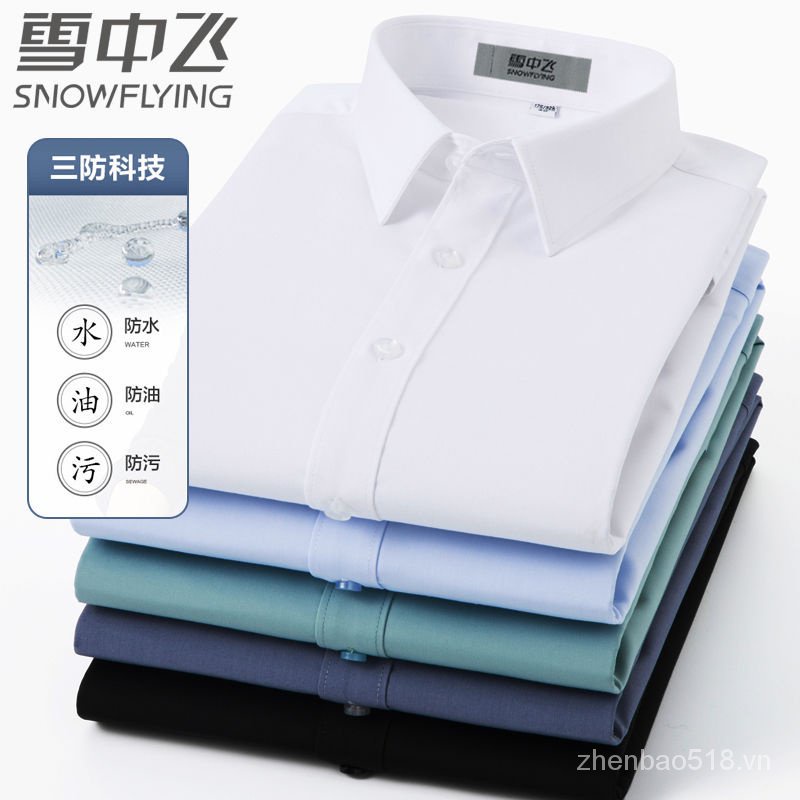 Áo Sơ Mi Nam Dài Tay Sợi Tre Màu Trắng Trơn Chống Bụi Công Nghệ Cao Cấp