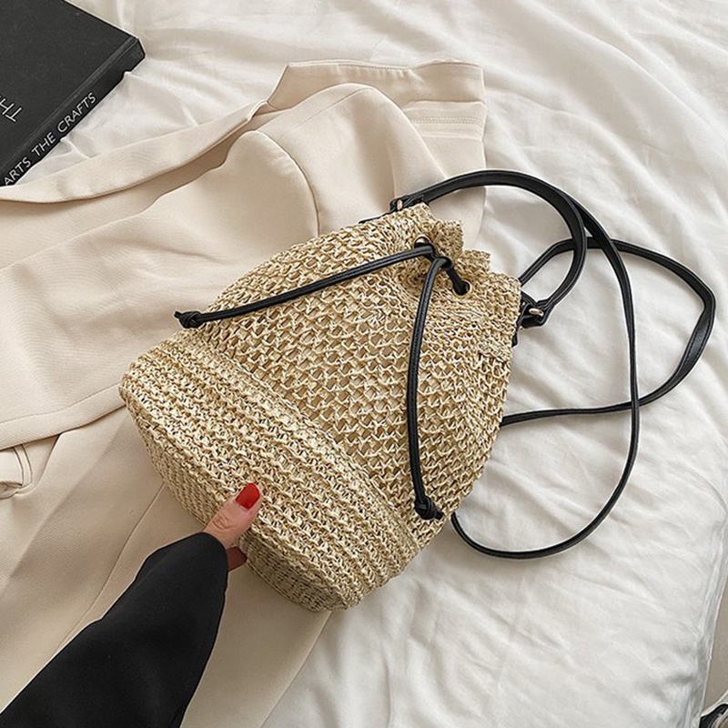 Túi Đeo Chéo Vai Dây Rút Bằng Vải Dệt Thời Trang Dành Cho Nữ