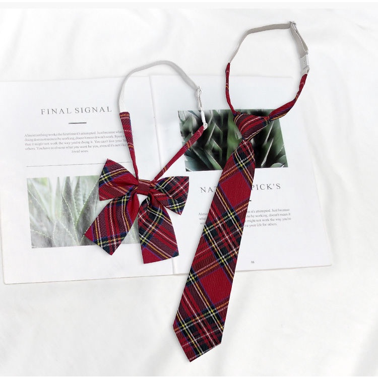 Cà Vạt Nơ Đồng Phục Học Sinh Nhật Bản Màu Trắng / Đỏ / Vàng / Sọc Caro Phong Cách Preppy Mới Cho Nữ