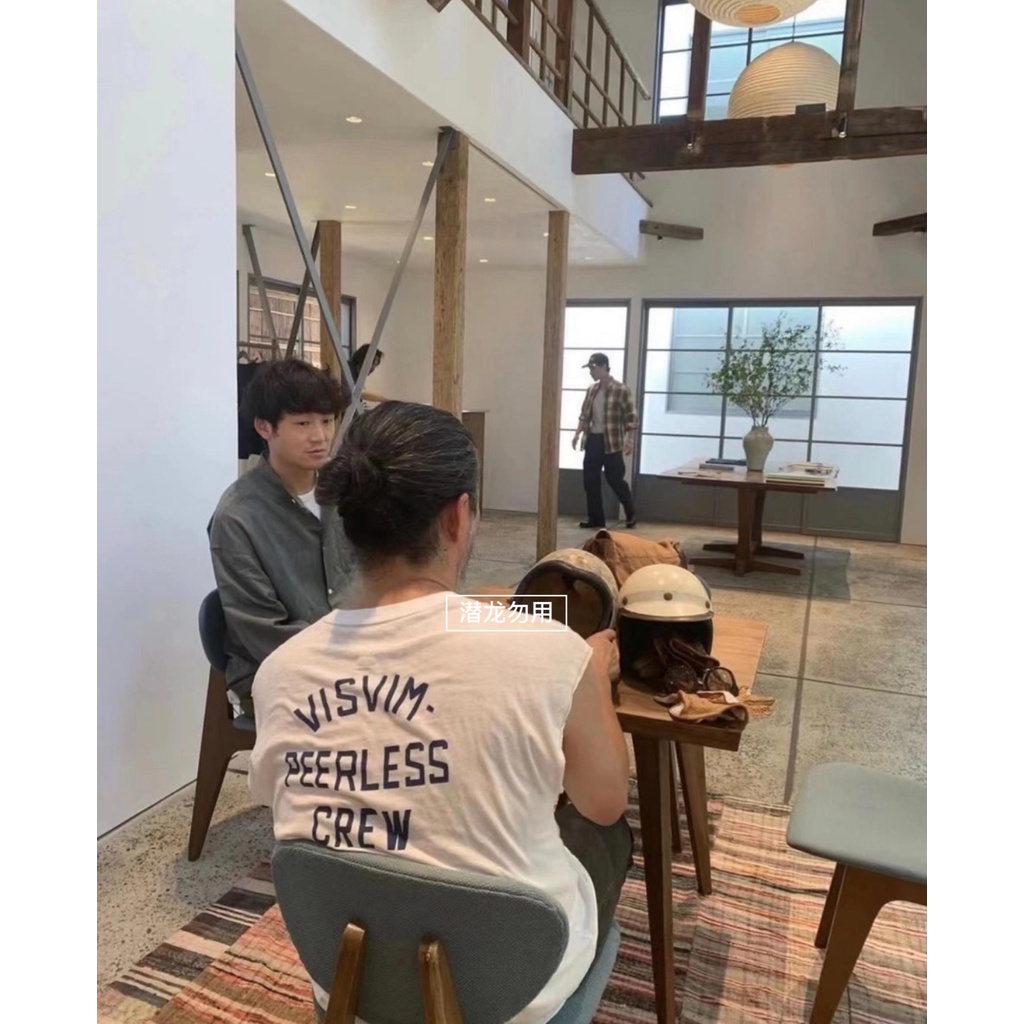 Áo Thun cotton Tay Ngắn Dáng Rộng In Hình Visvim monogram Đơn Giản Đa Năng