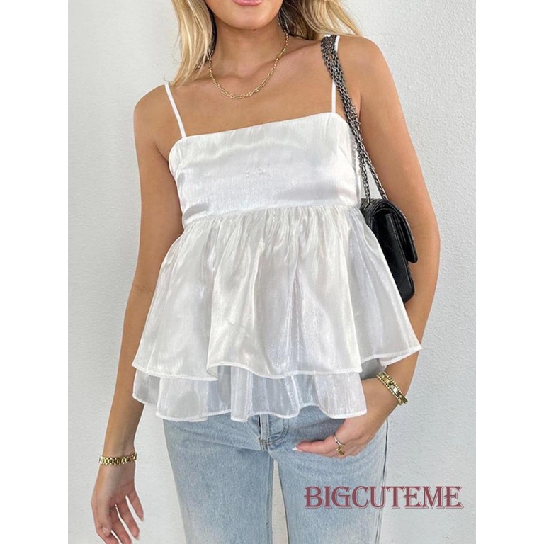 [] - Áo Sát Nách Ôm Dáng Màu Trơn Nhiều Lớp Màu Sắc Trắng / Hồng Cho Nữ