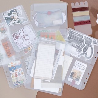 Túi zip sổ còng a5 6lỗ đựng bút, sticker phụ kiện sổ còng bìa pp sổ còng 6 lỗ a5 túi muji sổ còng a5